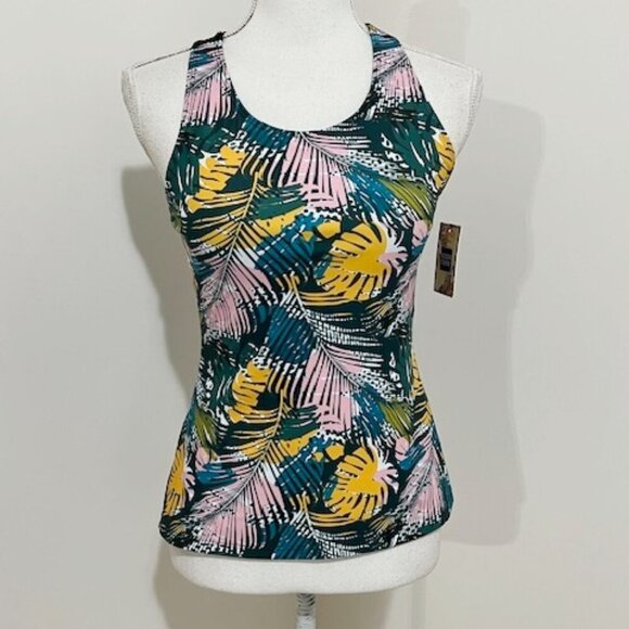 Noon Swim Tropical Padded Tankini Swim Top Racerback Size 8 - Picture 2 of 8